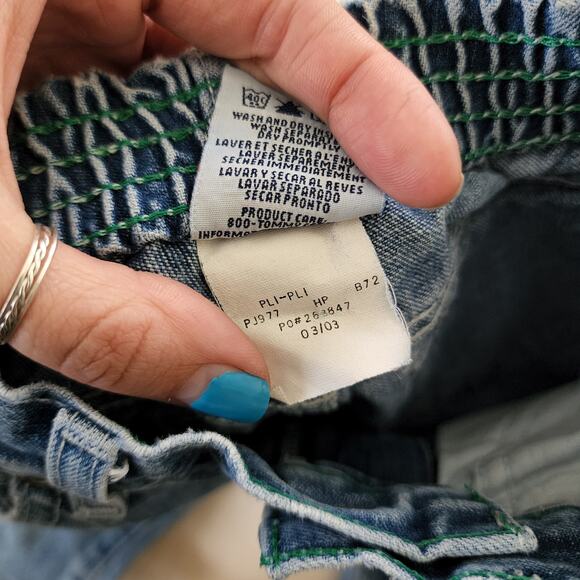 Retro '03 Tommy Hilfiger Distressed Elastic Waist Jeans 5t - Picture 10 of 10